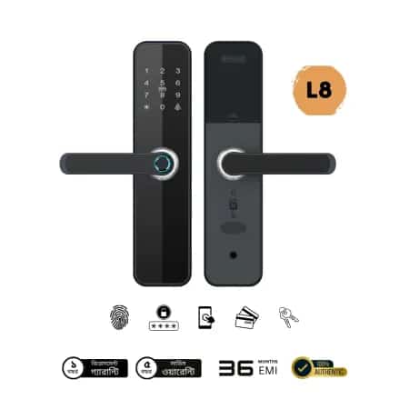L8 Professional Smart Finger Print Door Lock with Bell (Black)