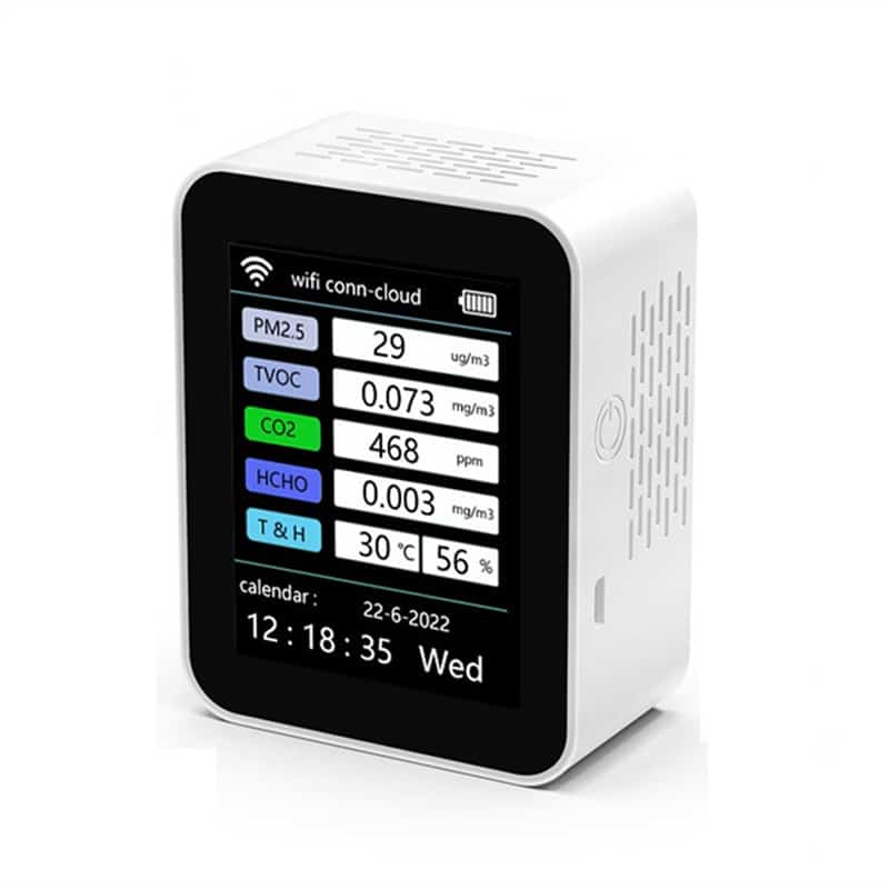 Tuya 7-in-1 WiFi Air Quality Monitor for Home and Office in Bangladesh | PM2.5, CO2, TVOC, HCHO, AQI Sensor