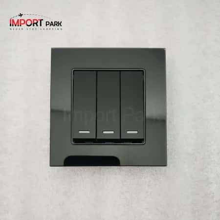 Glass Border 3gang 1way switch Black
