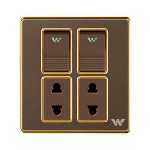 Walton Premio Series Double 2 Pin Socket with Switch (WPD2PS)