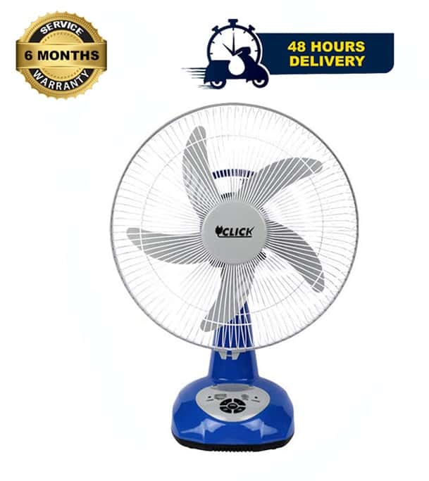 CLICK Rechargeable Table Fan-14'' Blue With USB Charging System