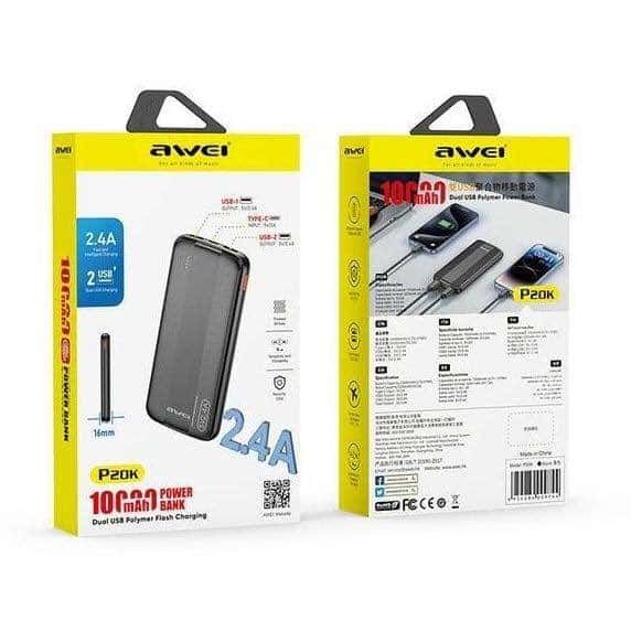 Awel P20K 10000mAh Power Bank - Fast Charging Portable Power Bank in Bangladesh