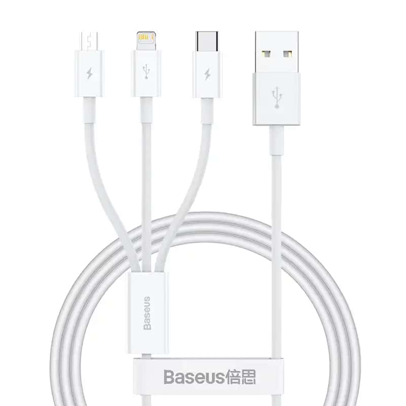 Baseus Superior Series 1 Meter 3 in 1 USB to MicroUSB + Lightning + Type-C Fast Charging Cable