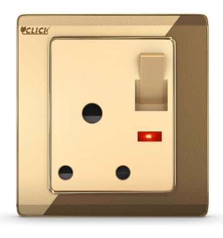 Click Marigold-3 & PIN Round Socket with Switch 15A