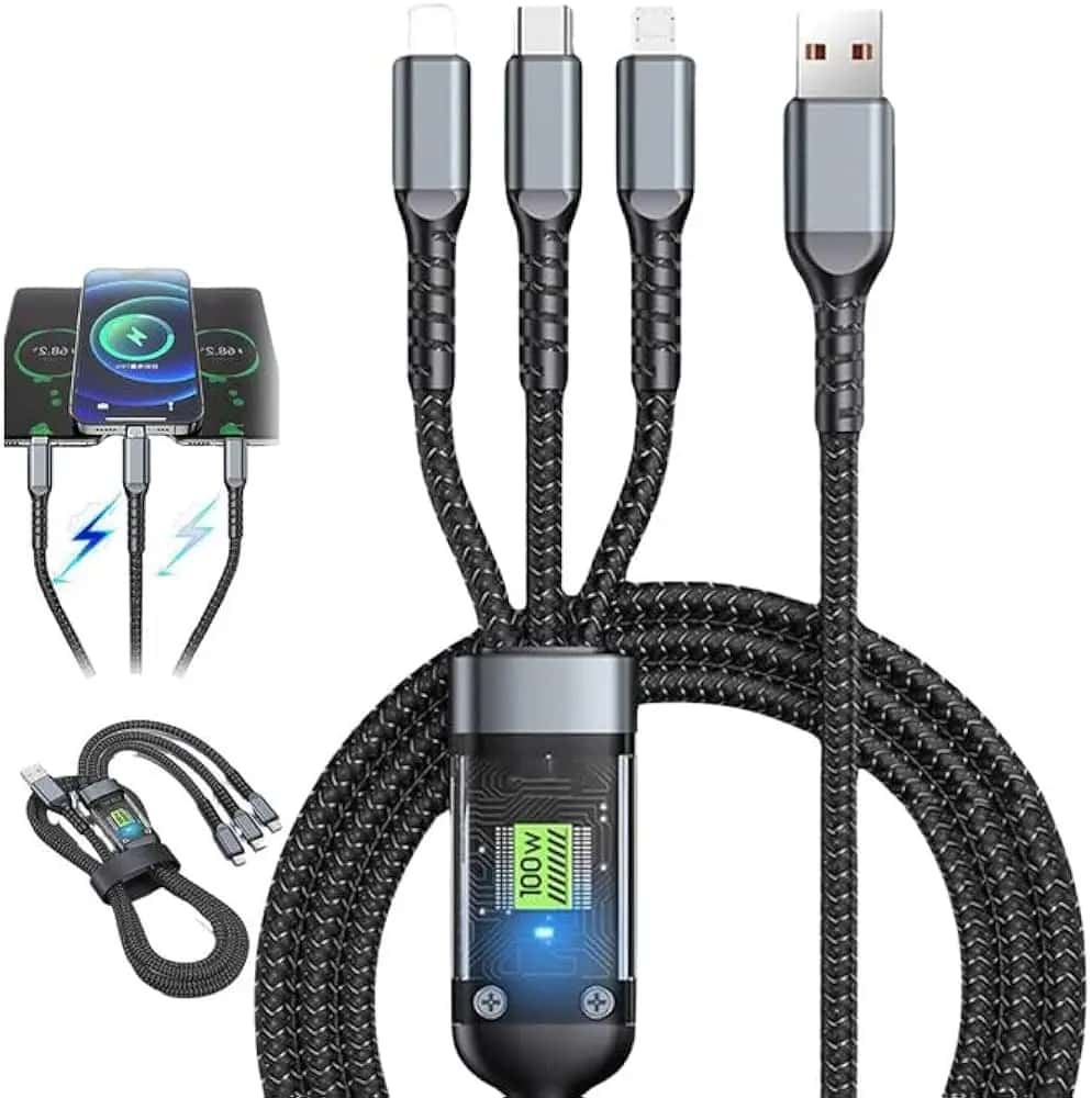 Falcon 100W 3-in-1 Fast Charging Cable for iPhone, Android, and Laptop in Bangladesh