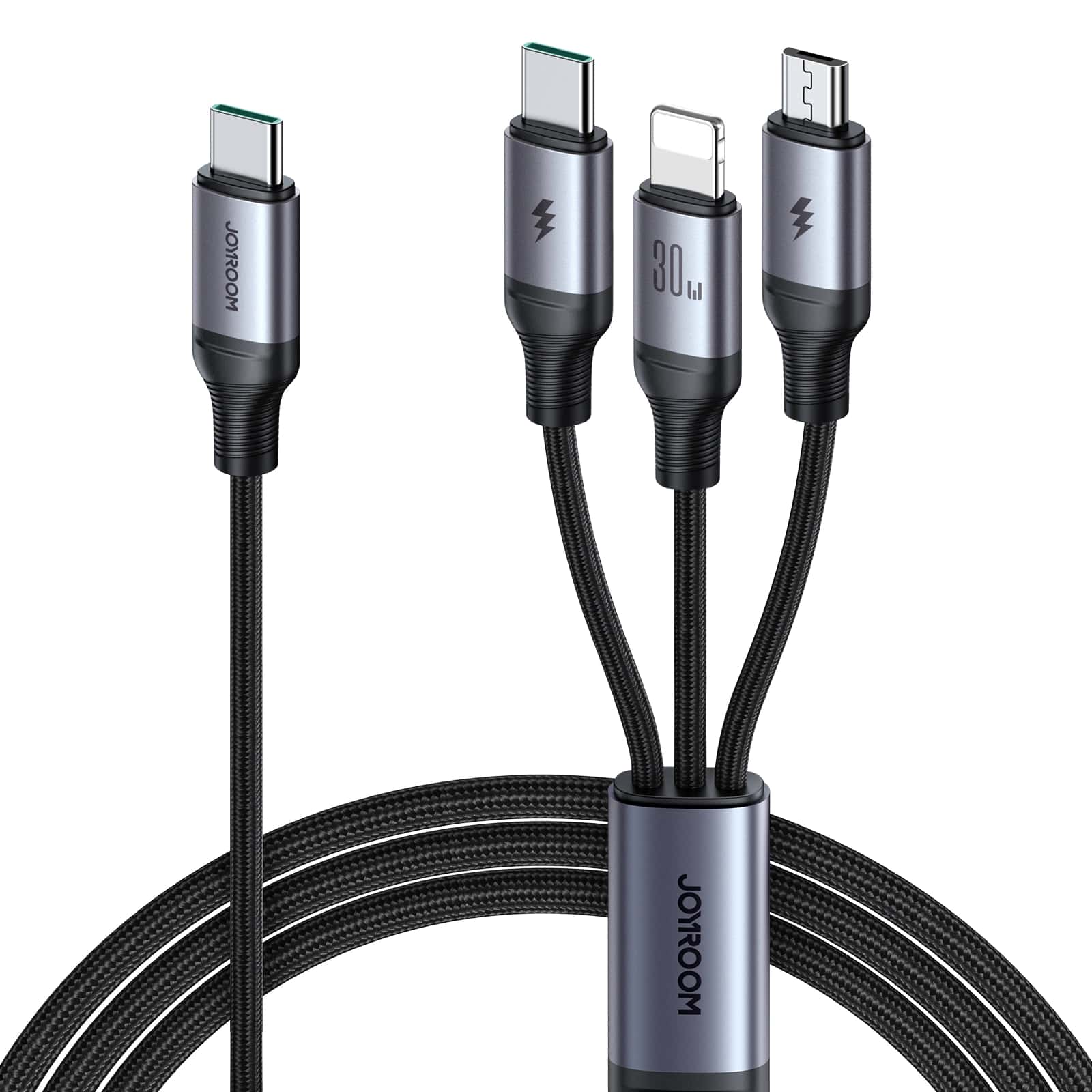 JOYROOM A21 30W PD Type-C to 3-in-1 Braided Fast Charging Cable