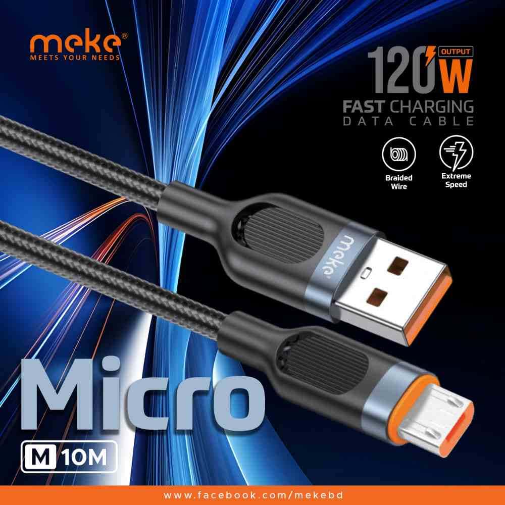 MEKE M10 Micro 120W Fast Charging Data Cable – 1 Meter Premium Braided Cable