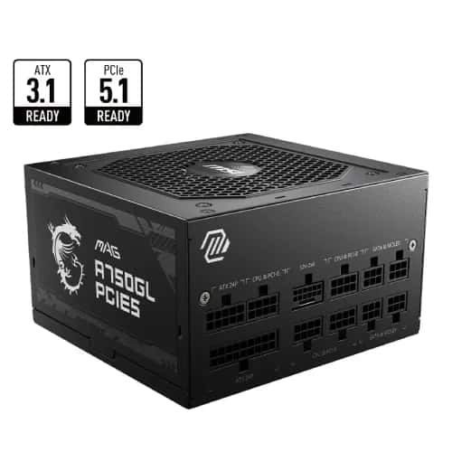 MSI MAG A750GL PCIE5 750W 80 Plus Gold Full Modular Power Supply