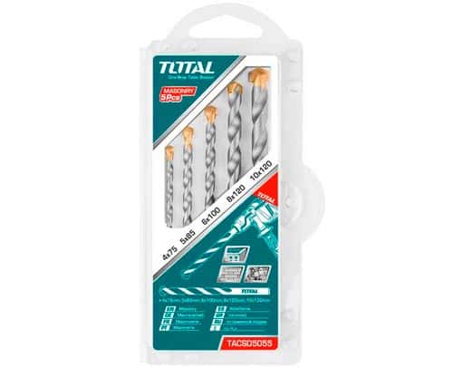 TOTAL 5 Pcs Masonry Drill Bits Set TACSD5055