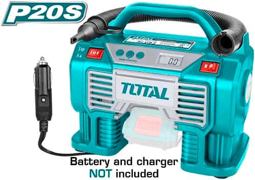 TOTAL Cordless Auto Air Compressor TACLI2002 – 20V Max.pressure:160PSI/11BAR Digital display